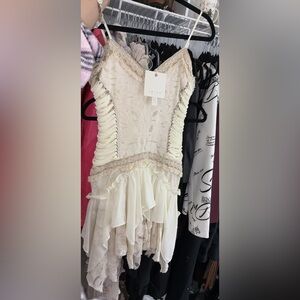 Ixiah Ivory and Beige Lace Dress